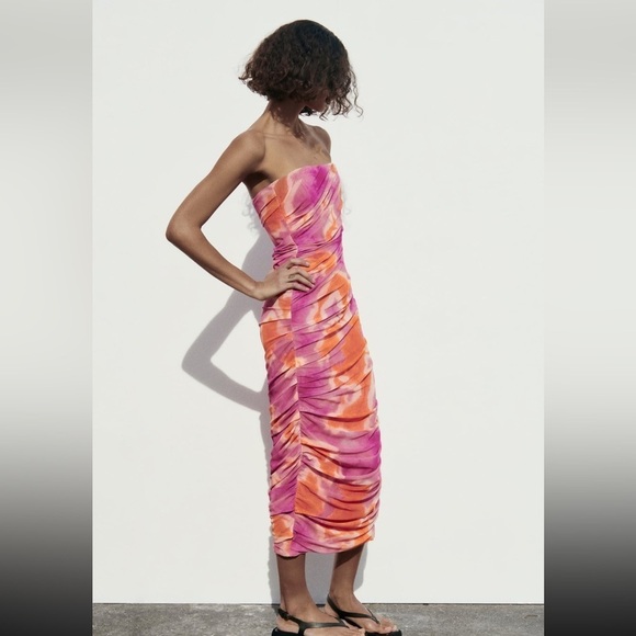 ZARA PRINTED TULLE DRESS NWT Barbie - Picture 1 of 8